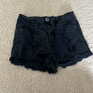 SHEIN Black Ripped Jean Shorts